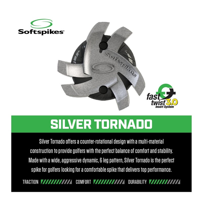 Softspikes Silver Tornado Golf Spikes - Fast Twist 3.0 - Silver/Black - 18 Count - Image 3